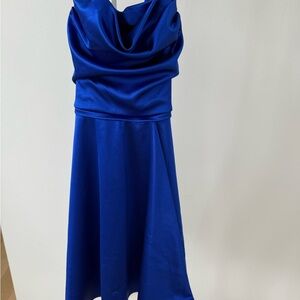 Elegant Blue Satin Dress